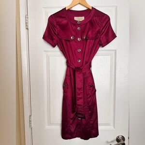 Burberry Rich Red Button-up Satin Dress - size 40 EUR/6 US